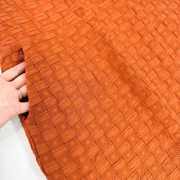 Tabitha Dress Womens 12 Orange Basket Weave Sleeveless Midi Shift V-Neck Country - Picture 2 of 13